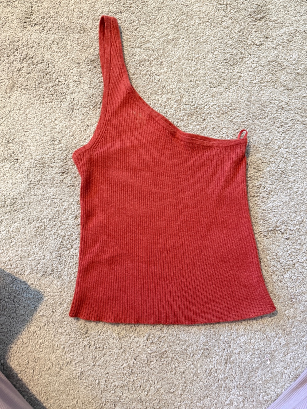 American Eagle Outfitters One-Shoulder Ribbed Red Tank